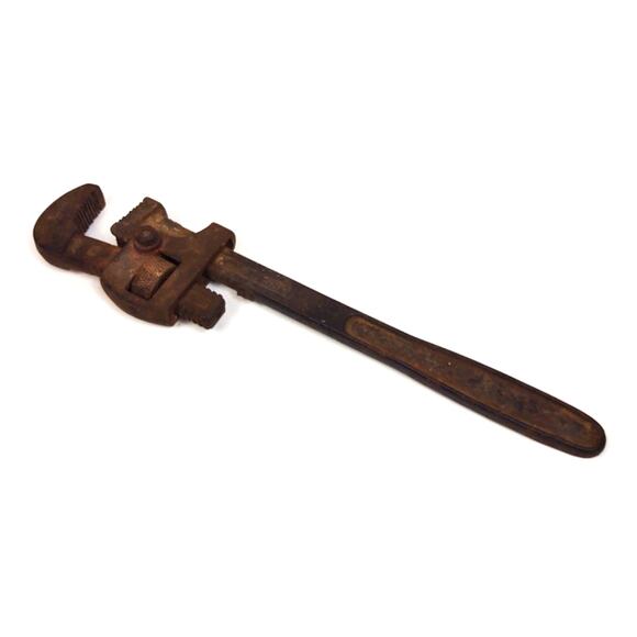 Antique LAKESIDE USA 18” Forged Steel Pipe Wrench Adjustable Plumbing Rustic VTG - Picture 5 of 9